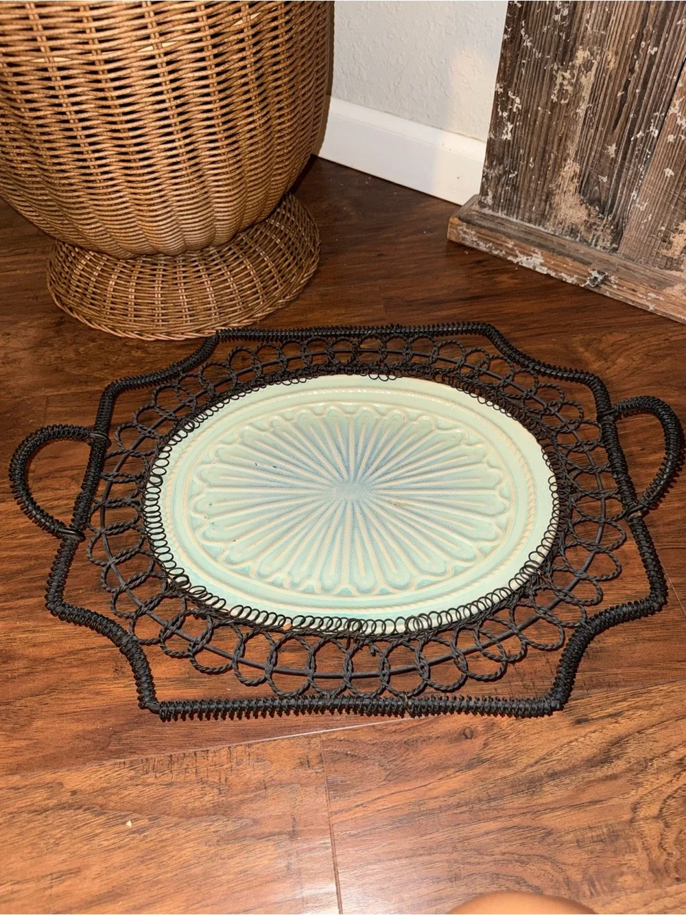 Vintage French Wire Serving Tray/French Country Decor-Square Nest